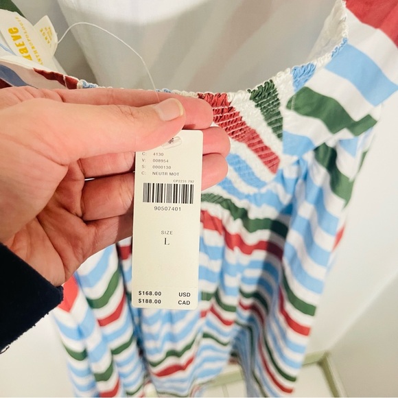 NWT Anthropologie Maeve Halter Midi Sundress Neutral Motif Stripe Preppy Large - Picture 10 of 11